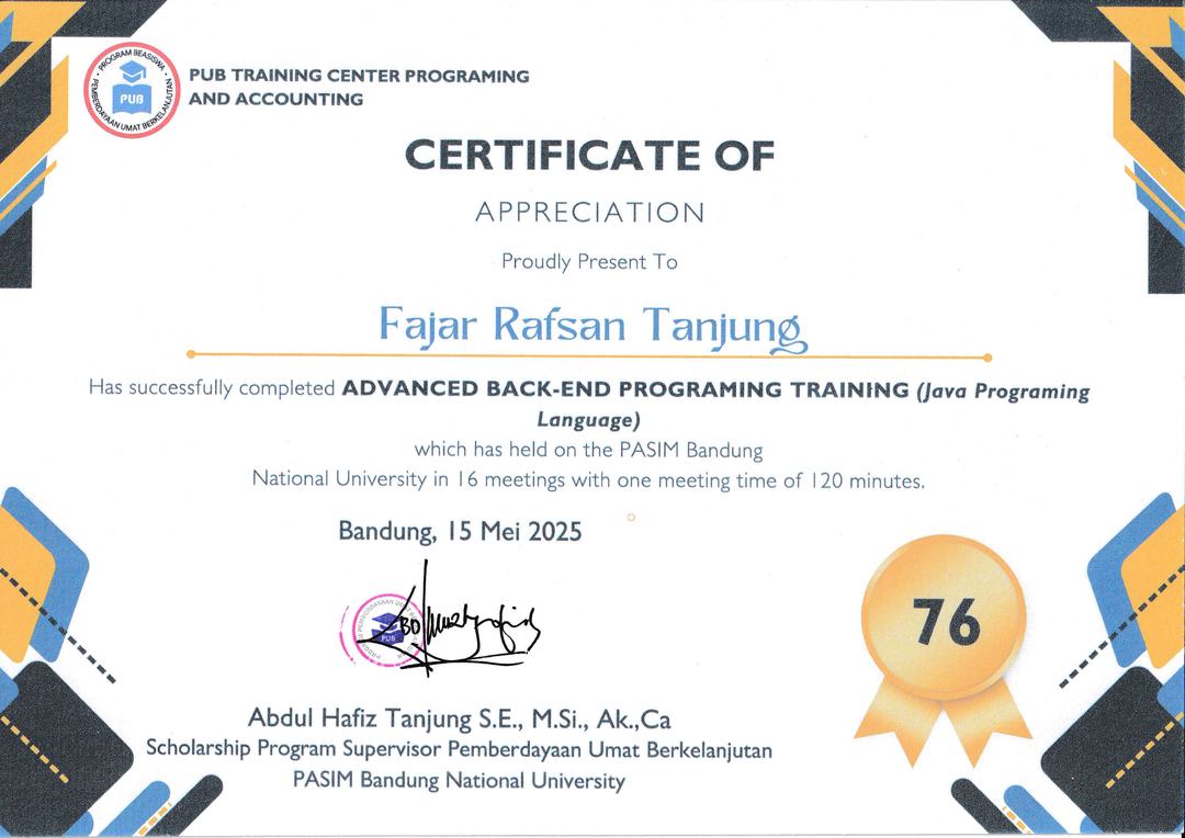 Sertifikat Advanced Back-End Programming