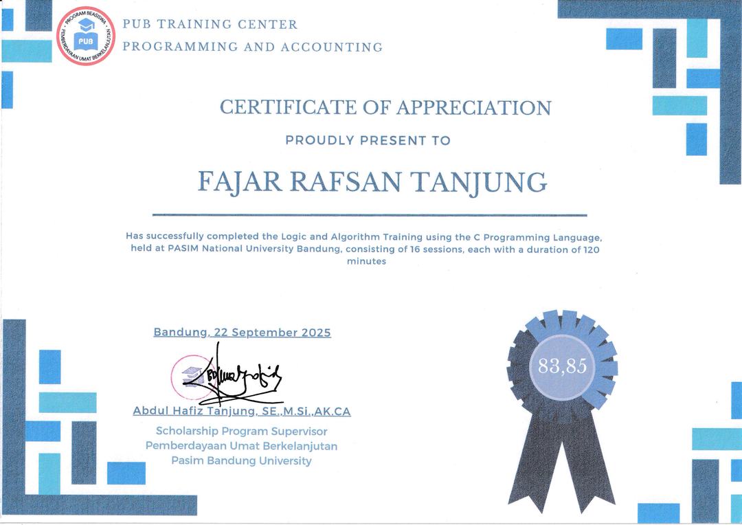 Sertifikat Logic & Algorithm Training